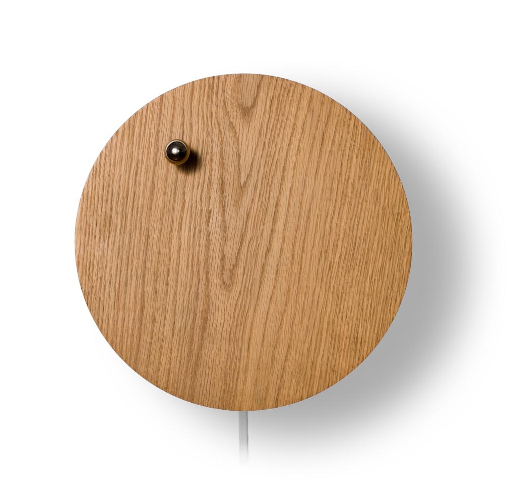 Levitating timepiece Story by Flyte, oak wooden cover version, product photo on a white background