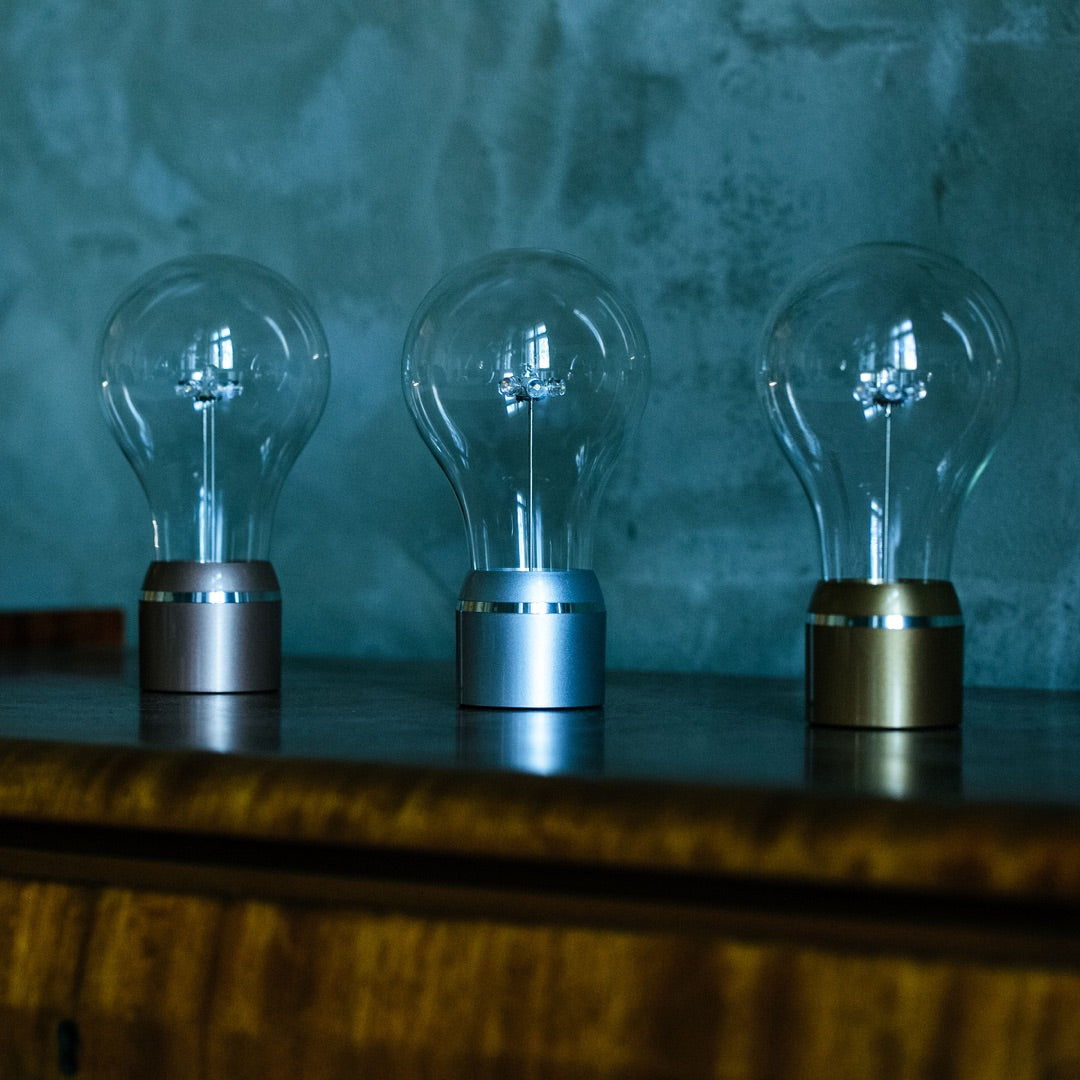 Changeable levitating light bulbs for FLYTE base, full Edison collection, side shot
