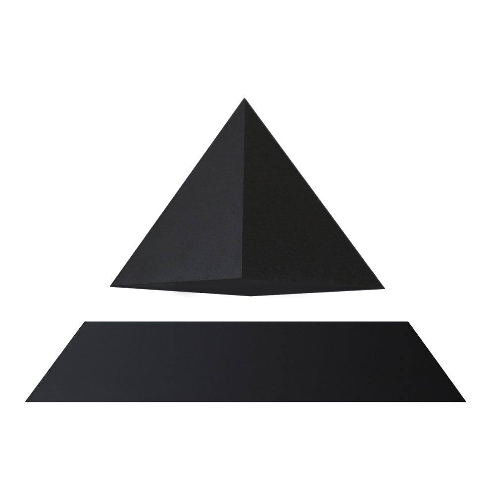 Levitating pyramid Py by Flyte, black top on a black base version, product photo on a white background