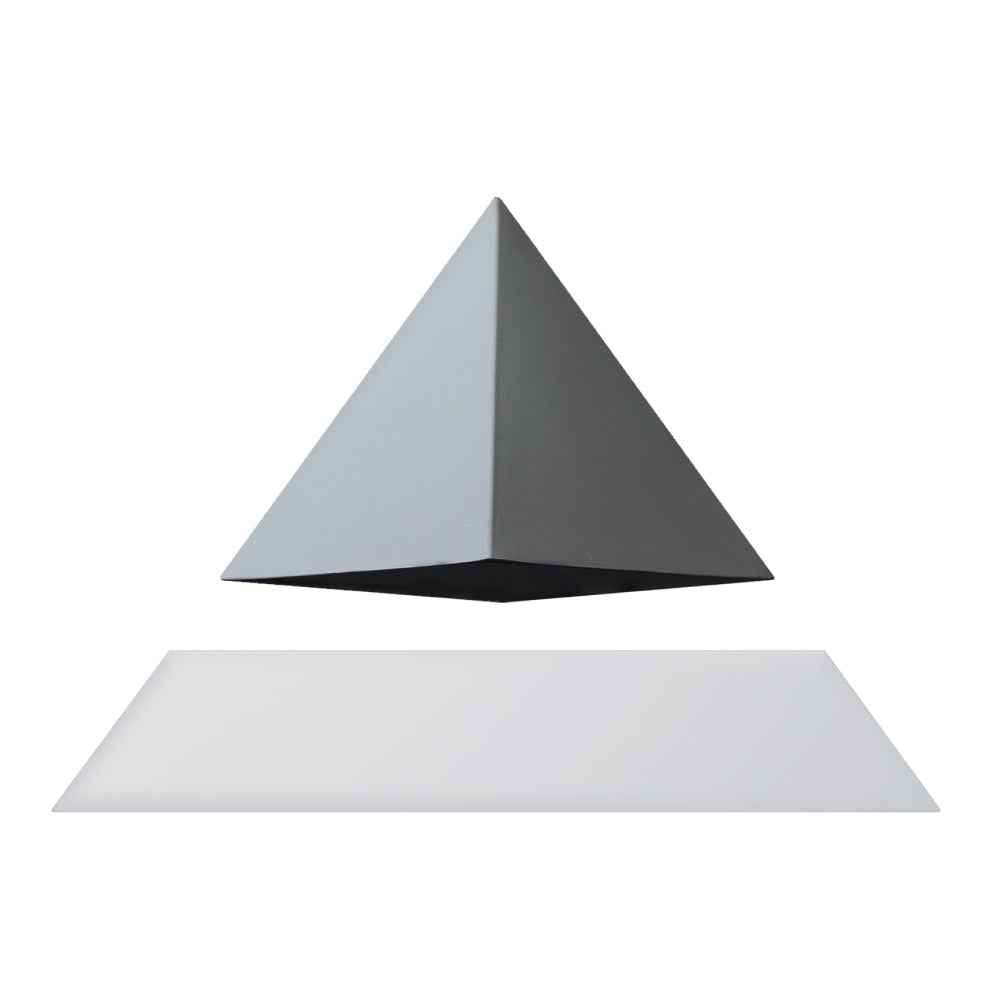 Levitating pyramid Py by Flyte, grey top on a white base, product photo on a white background