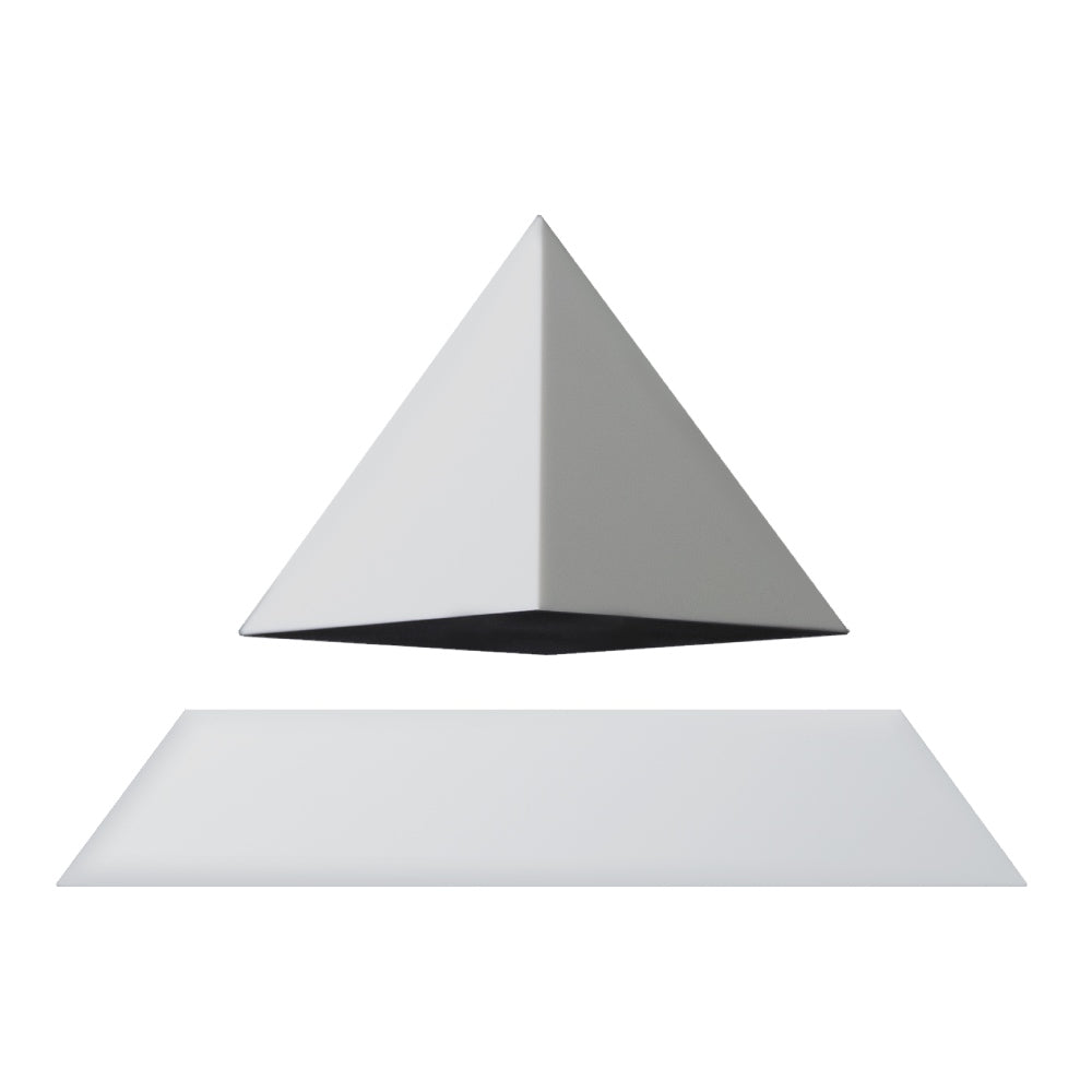 Levitating pyramid Py by Flyte, white top on a white base, product photo on a white background