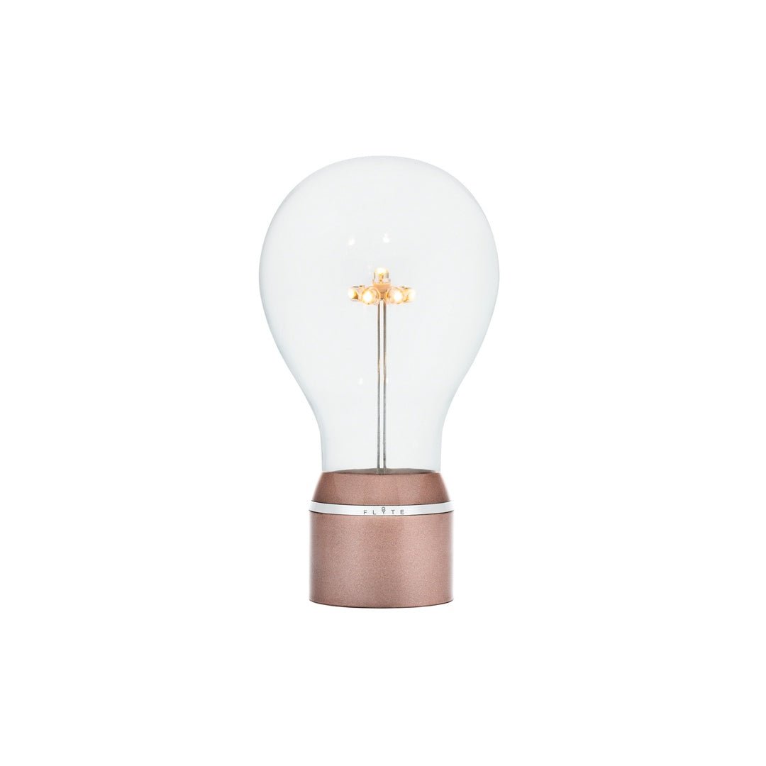 Magnetic bulb for levitating light bulb Light by Flyte, copper cap version, product photo on a white background